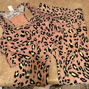 Fabletics Leopard Print Sports Bra & Leggings